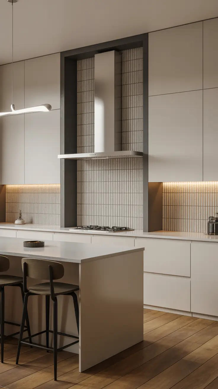 Minimalist Contemporary White Kitchen Cabinets