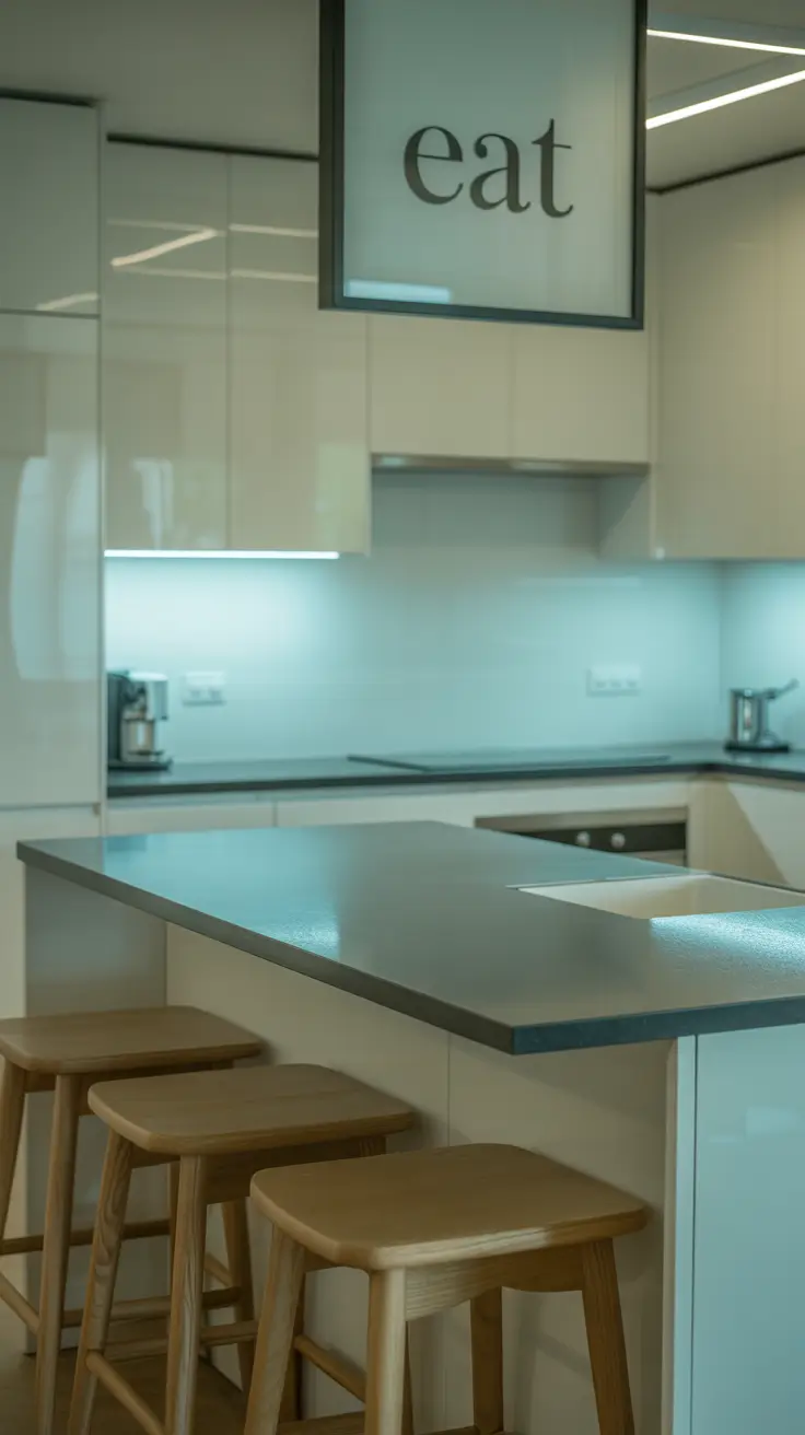 Modern White Kitchen Cabinets with Warm Accents