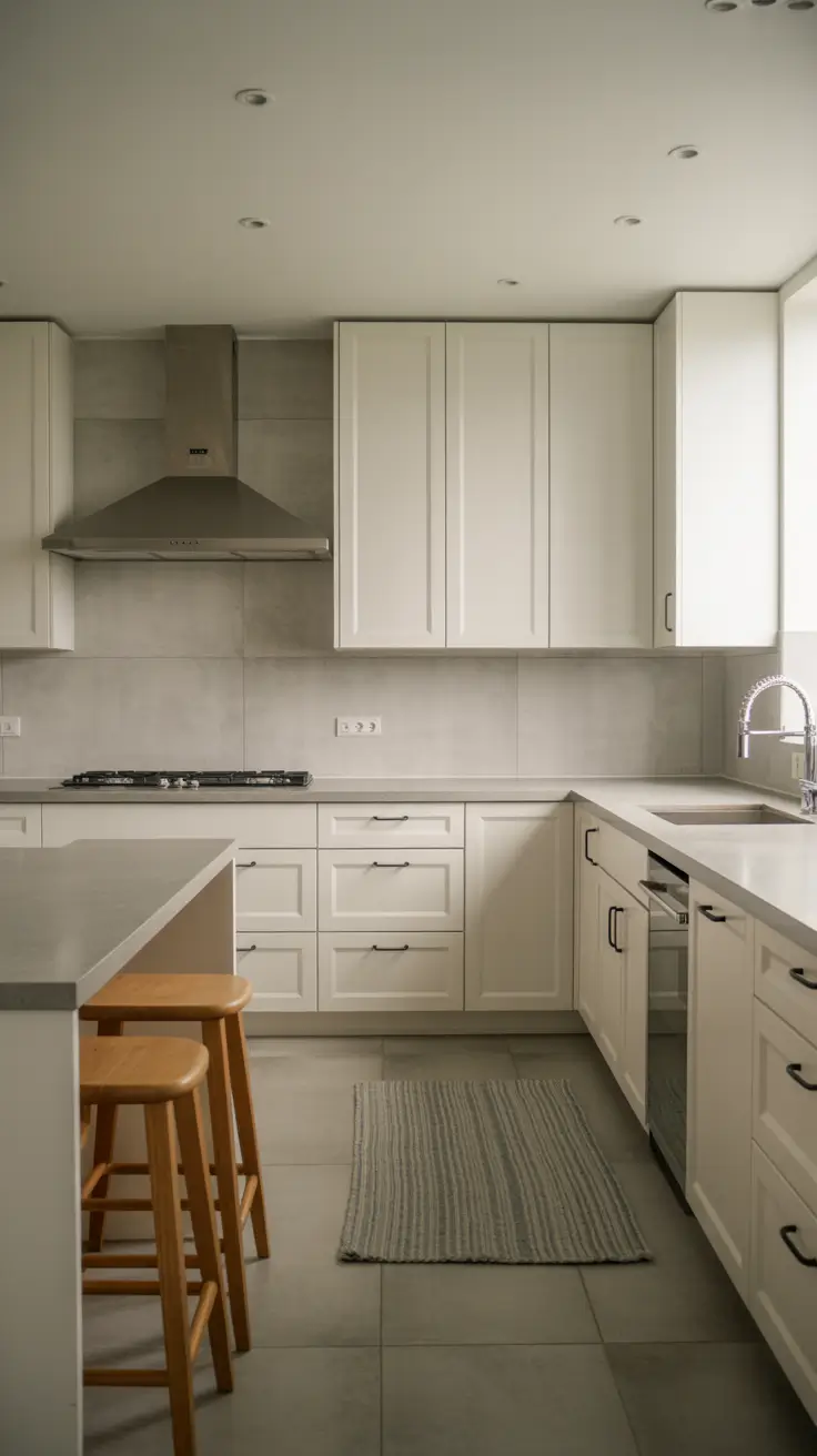 Neutral Gray Accents with White Cabinets
