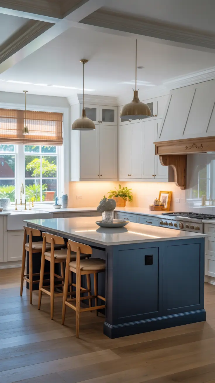 Elegant Blue and White Kitchen Cabinets