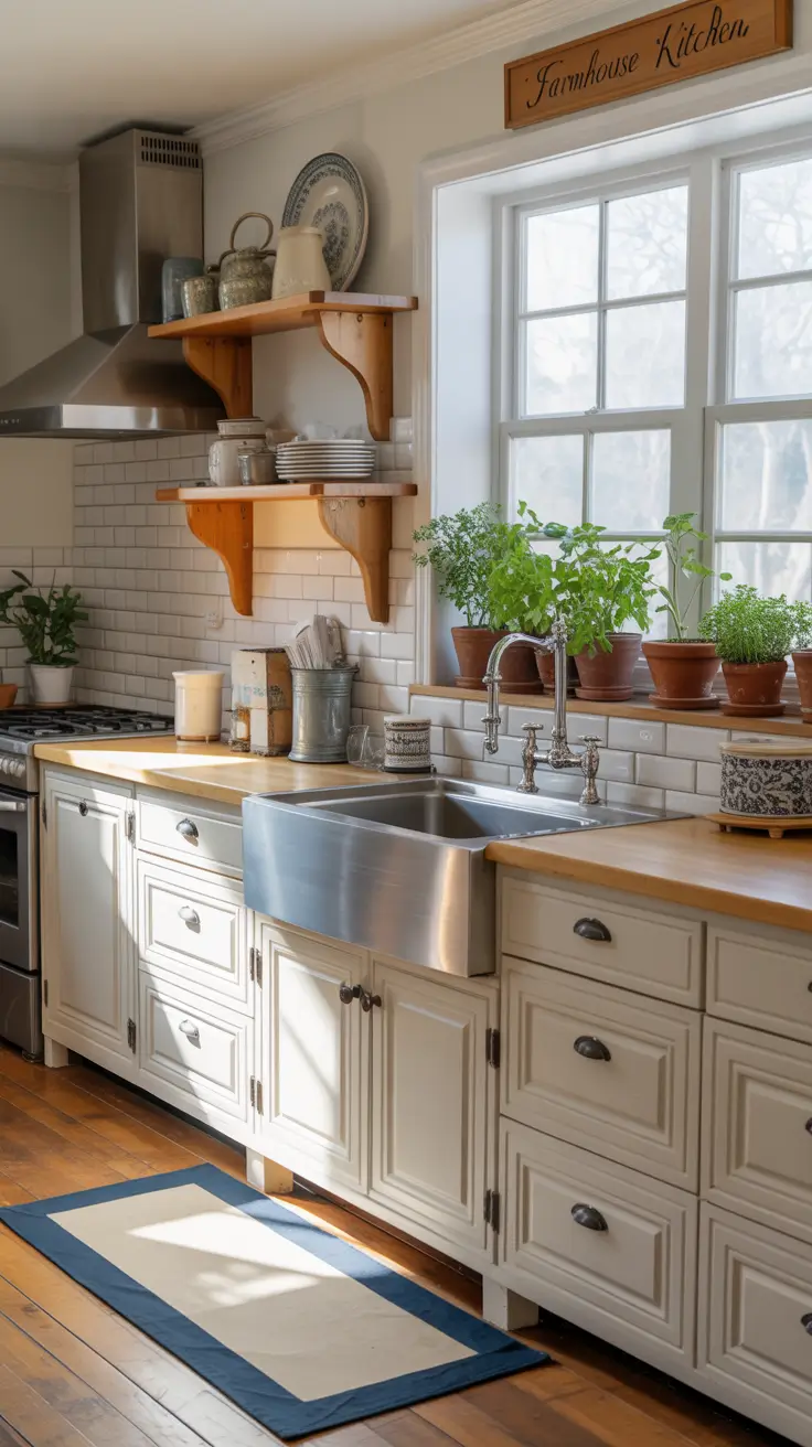 Cozy Farmhouse Kitchen with White Cabinets