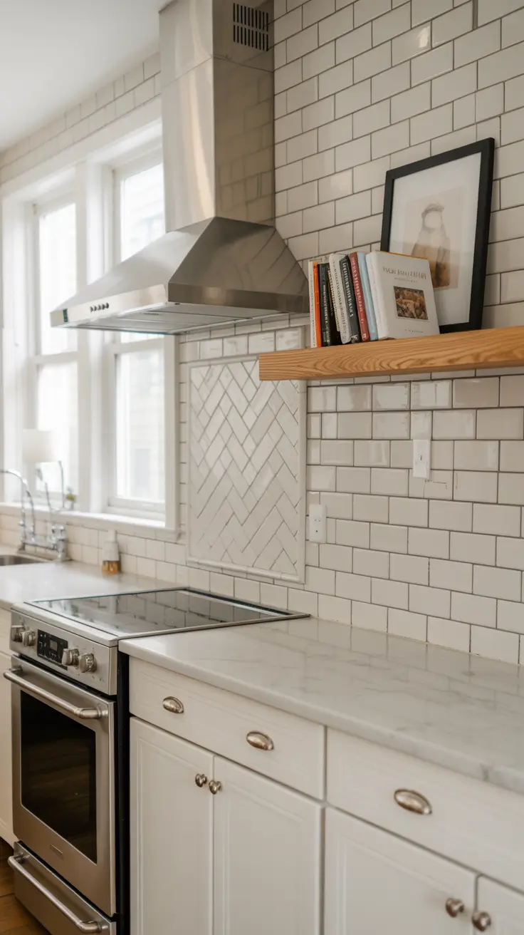 Subway Tile Backsplash with White Cabinets