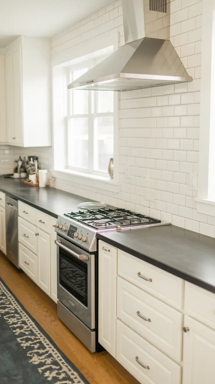 Budget-Friendly Black Countertops with White Cabinets