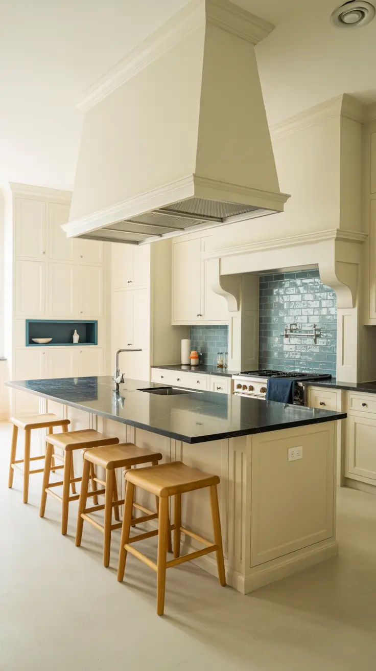 Elegant White Kitchen Cabinets with Wood Accents