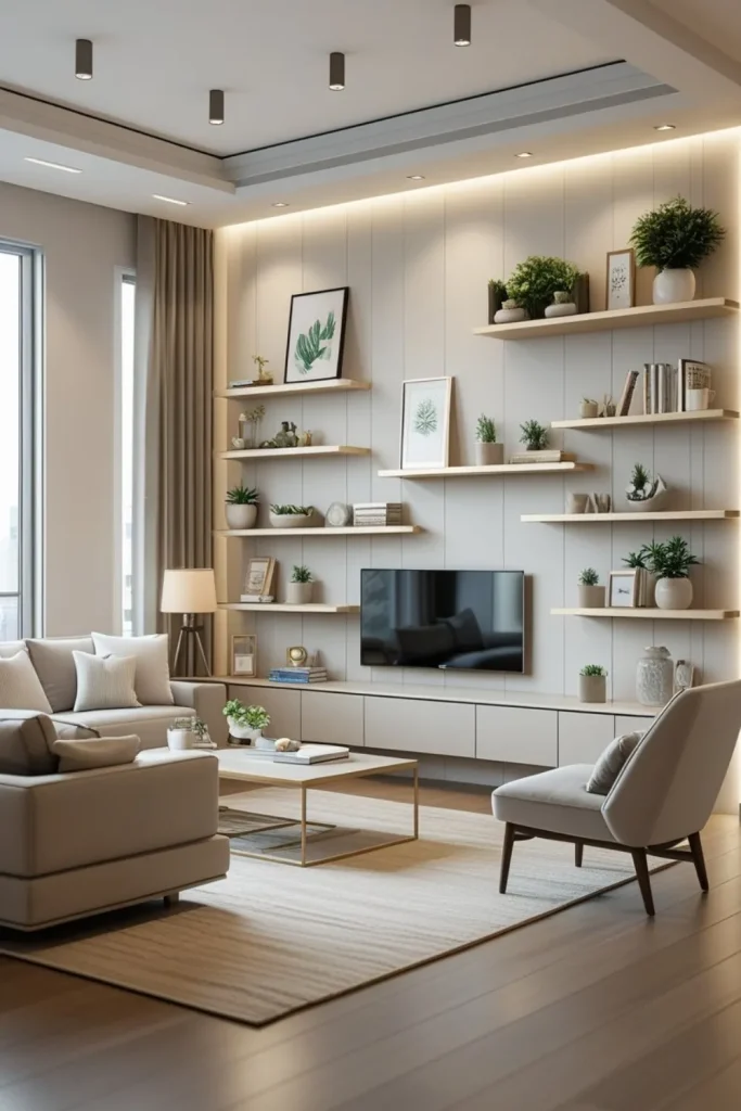 Floating Shelves for Airy Storage