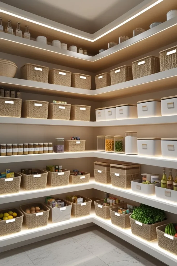 Baskets and Bins for Pantry Organization