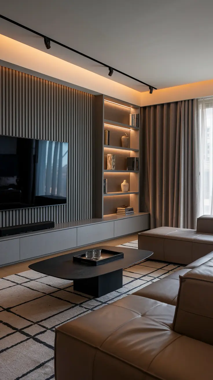 Contemporary Living Room with TV Integration