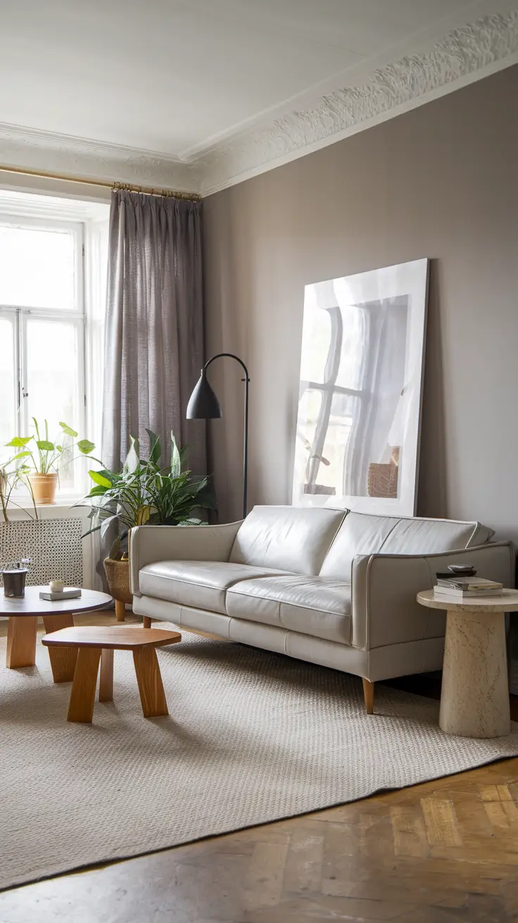 Gray and Beige Contemporary Living Room