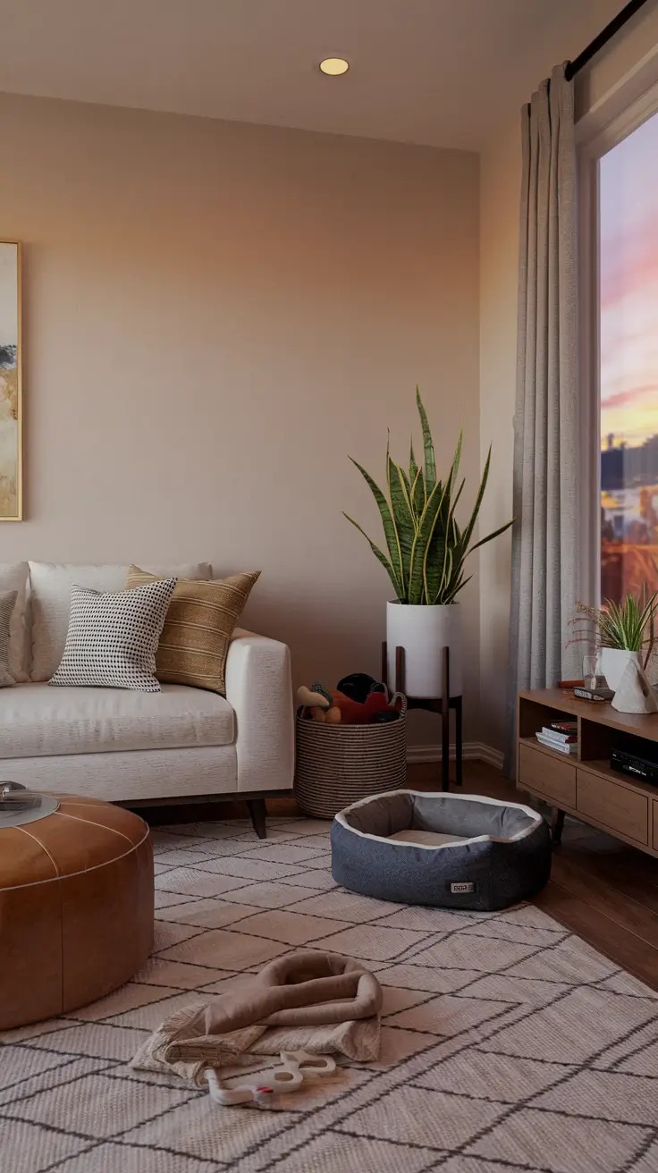 Pet-Friendly Contemporary Living Room