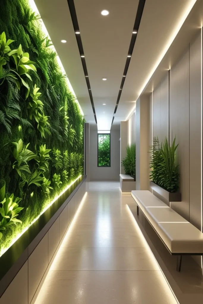Living Green Wall Corridor Enhanced by Smart LED Illumination