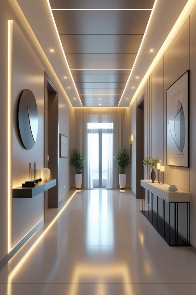 Suspended Panel Ceiling with Soft LED Backlighting for Spaciousness