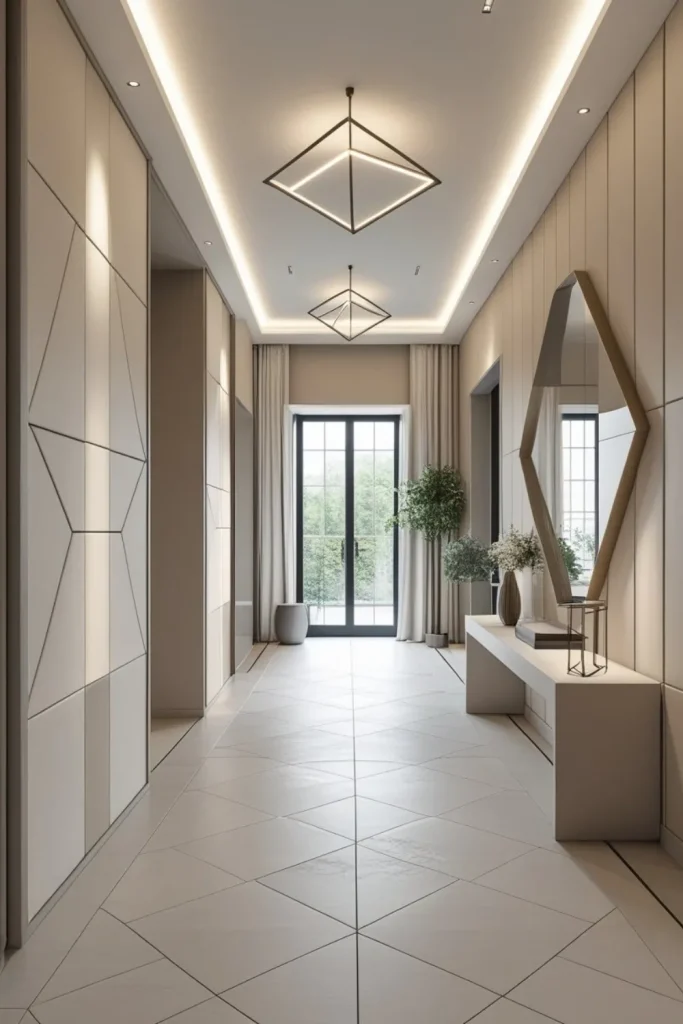 Subtle Drama with Neutral Tones and Geometric Accents