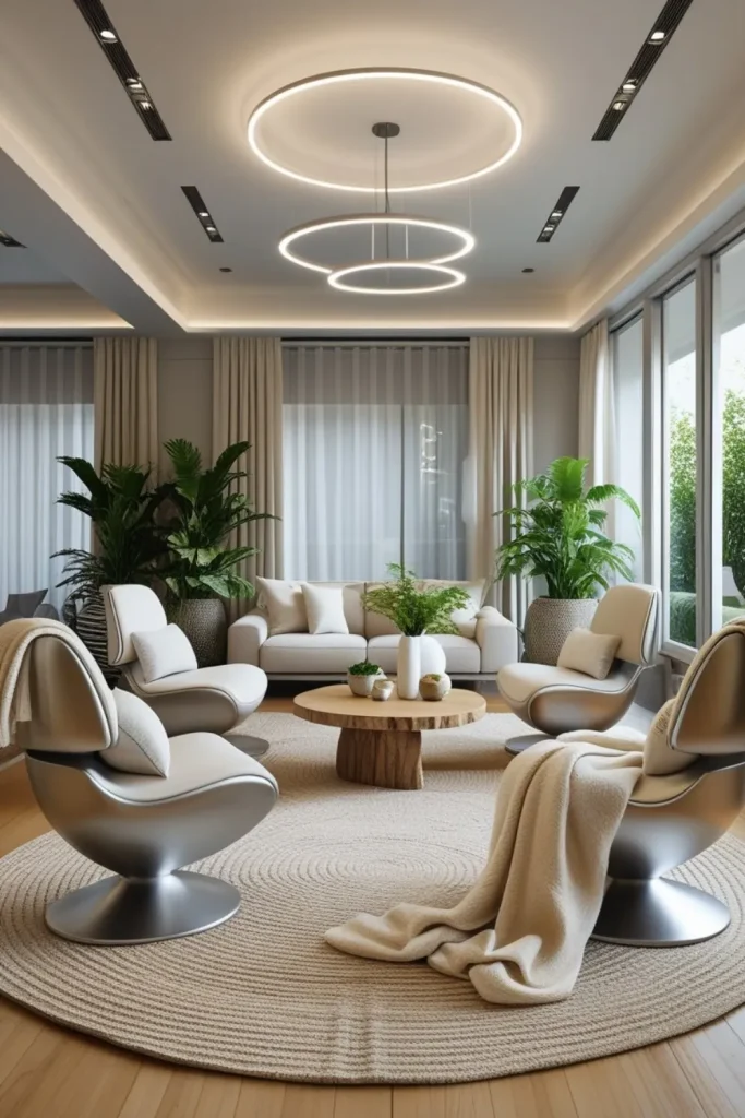 Electric Living Room Design Ideas with Natural Textures Contemporary Seating with Wool Throws