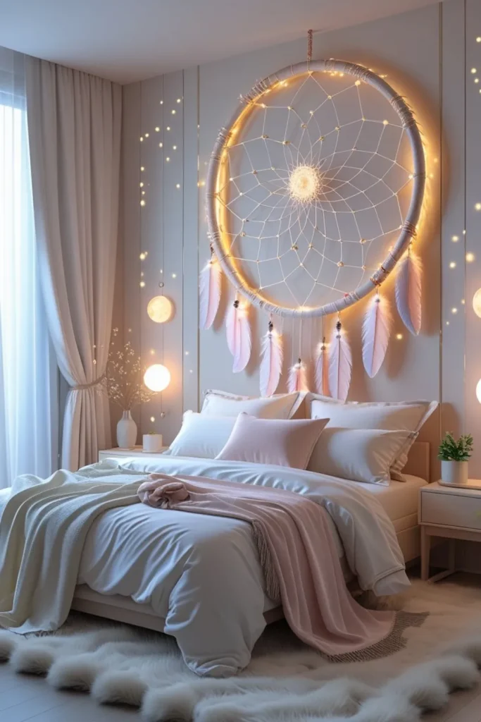 Oversized Dream Catcher Headboard for Whimsical Protection