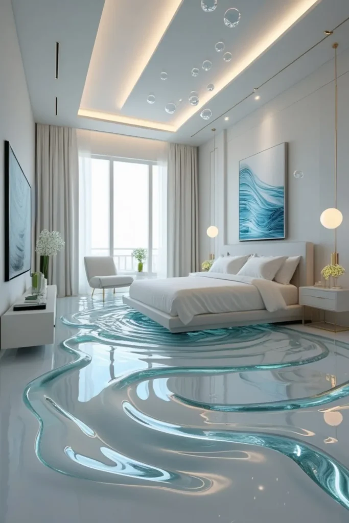 Surreal Water Ripple Rug for Fluid Motion