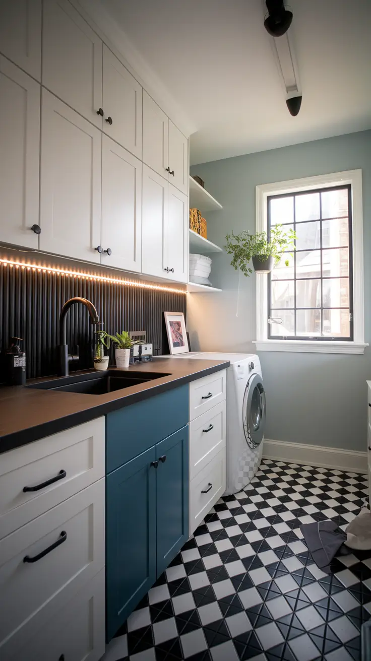 Black Accent Laundry Room Ideas