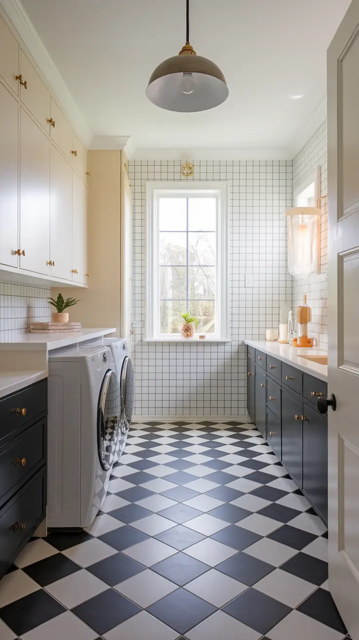 Checkered Laundry Room Floors