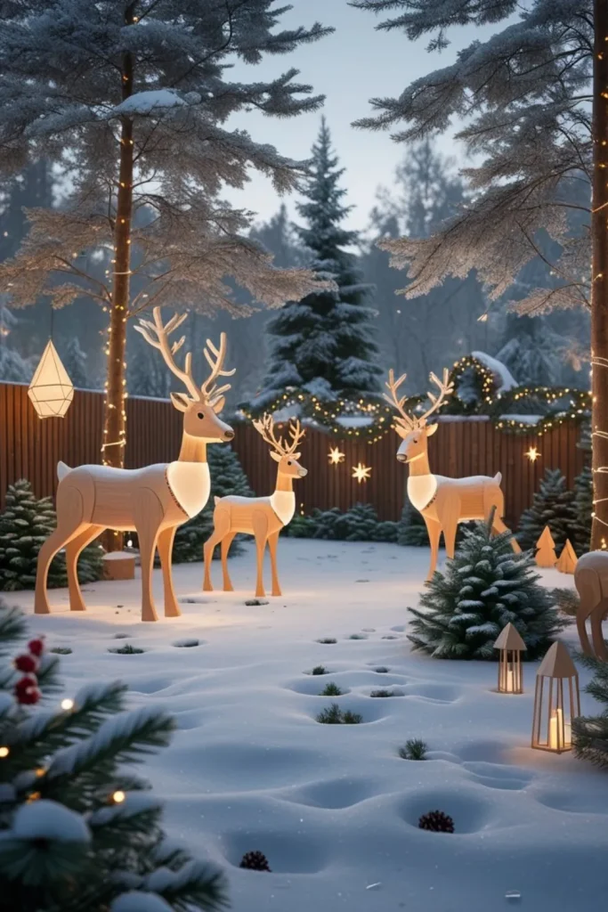 Scandinavian-Inspired Wooden Reindeer Figures