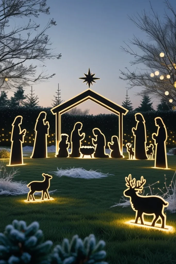 Silhouette Nativity Scene with Soft Backlighting