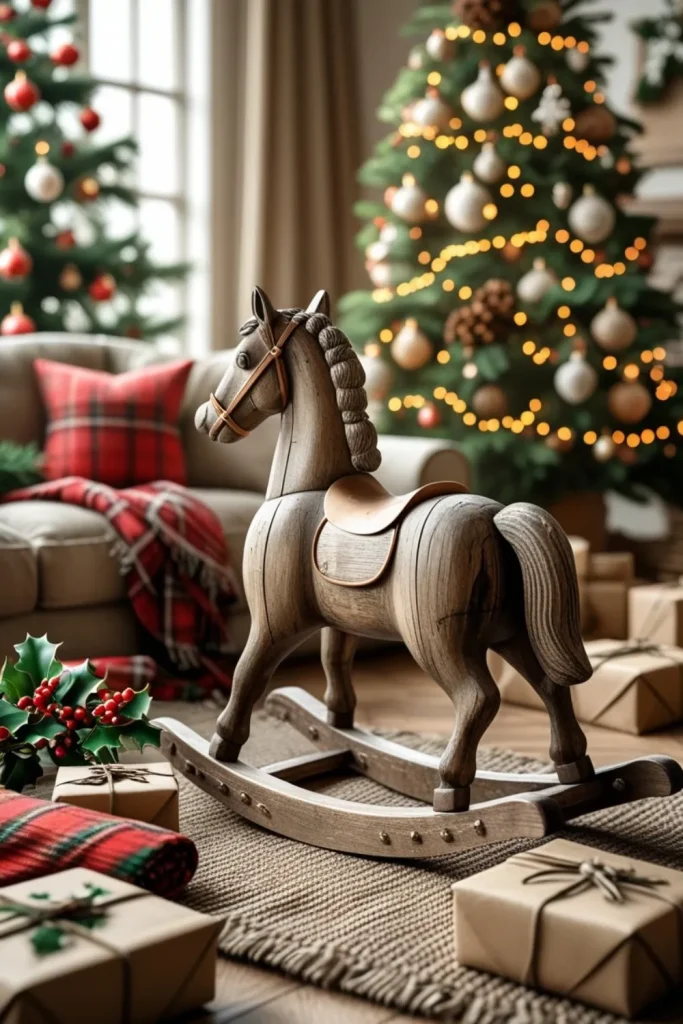 Rustic Wooden Rocking Horse Decorations