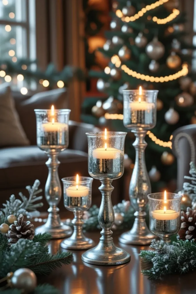 Elegant Mercury Glass Candle Holders