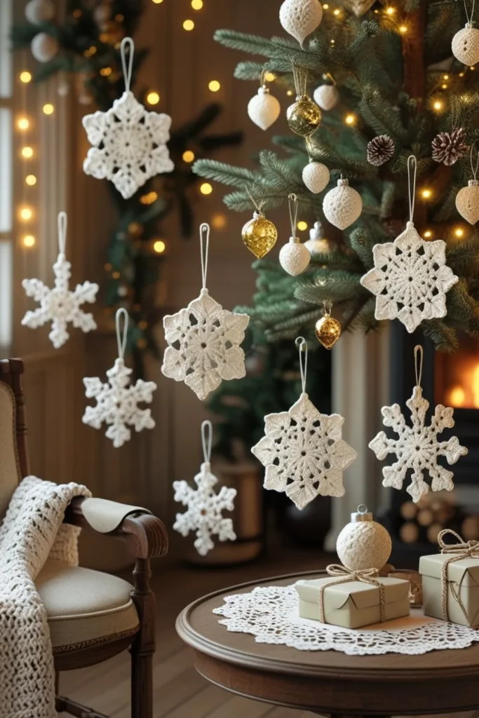 Handcrafted Crochet Snowflake Ornaments