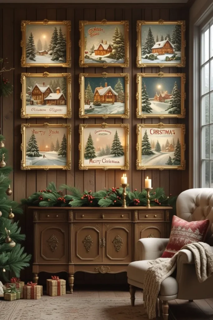 Collectible Vintage Holiday Postcards as Wall Decor