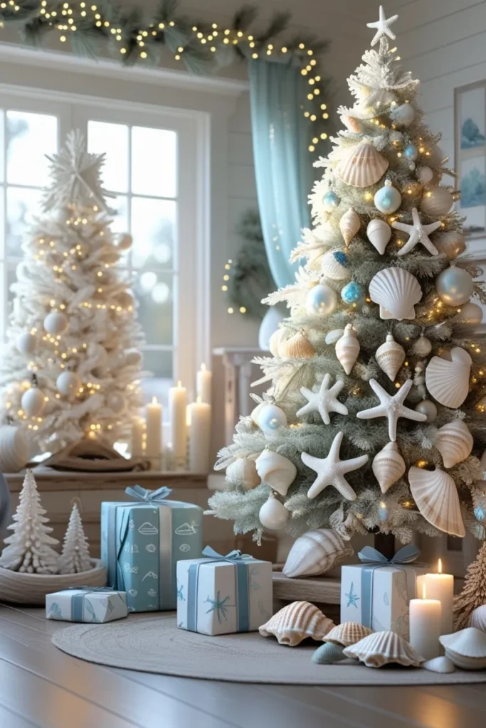 Coastal Christmas with Seashell Ornaments Coastal Christmas with Seashell Ornaments