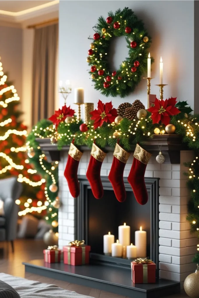 Festive Fireplace Mantel Styling Festive Fireplace Mantel Styling