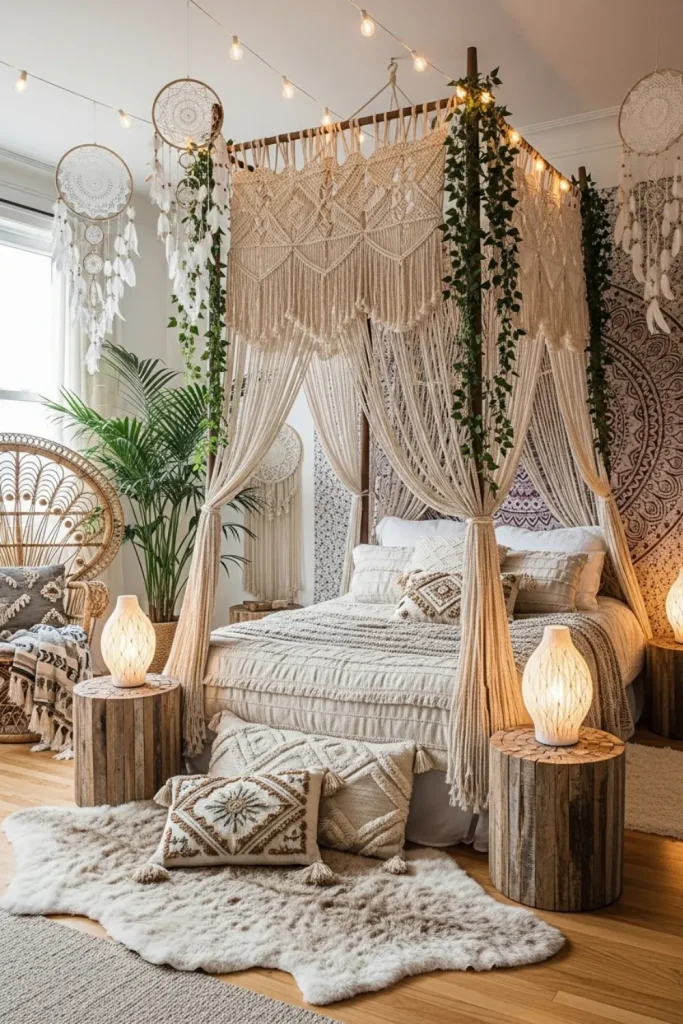 Boho Fringe Canopy Bedroom