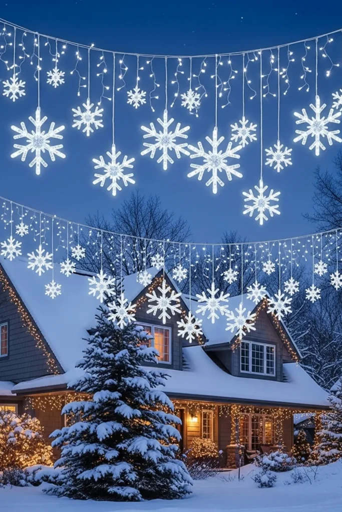25 Christmas Lights Décor Ideas to Illuminate Your Holiday Outdoor Snowflake LED Display