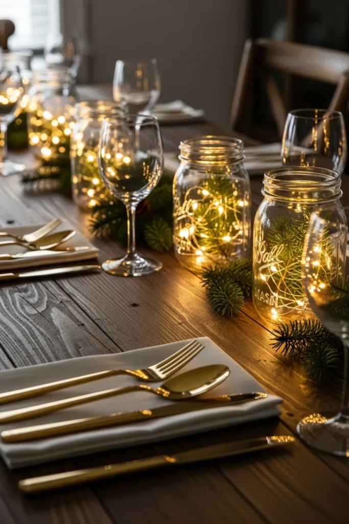 25 Christmas Lights Décor Ideas to Illuminate Your Holiday Rustic Mason Jar Lanterns