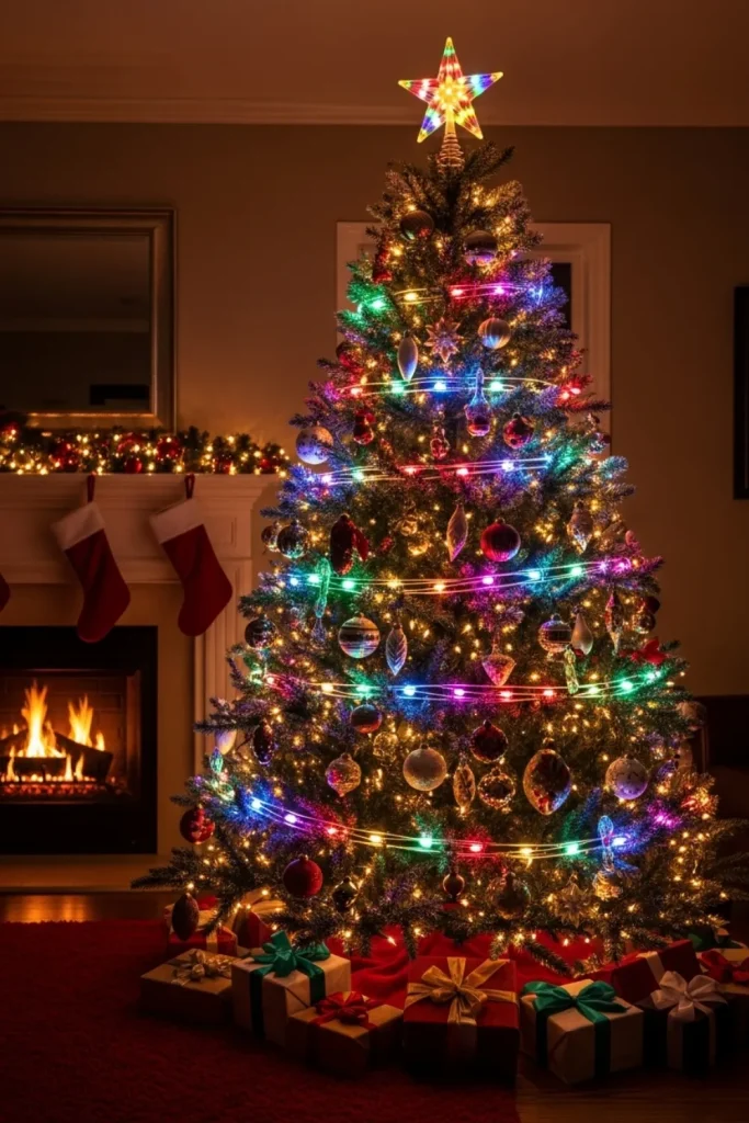 25 Christmas Lights Décor Ideas to Illuminate Your Holiday Dynamic Color-Changing Tree Lights