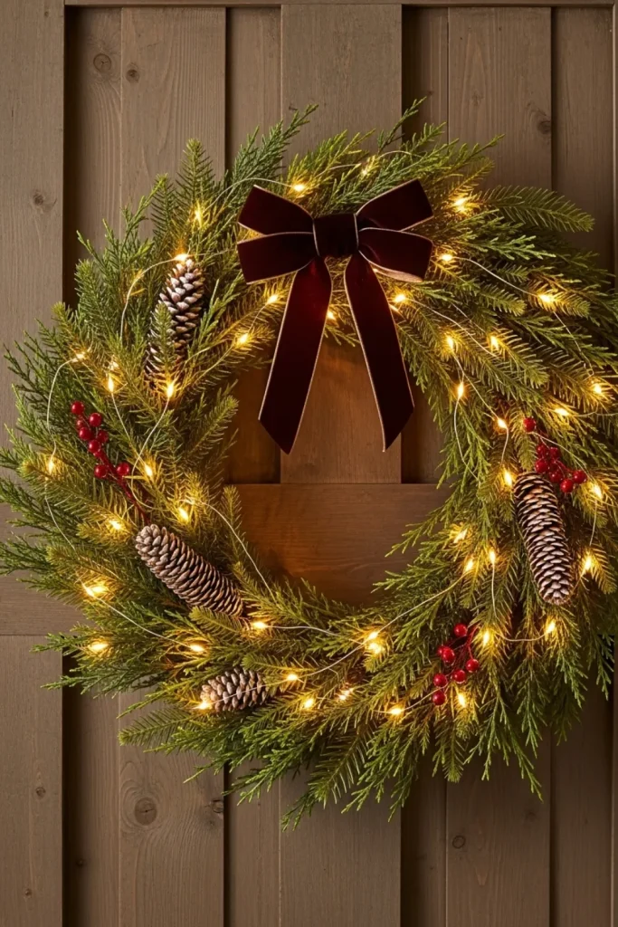 25 Christmas Lights Décor Ideas to Illuminate Your Holiday Cozy Warm White Wreath Lighting