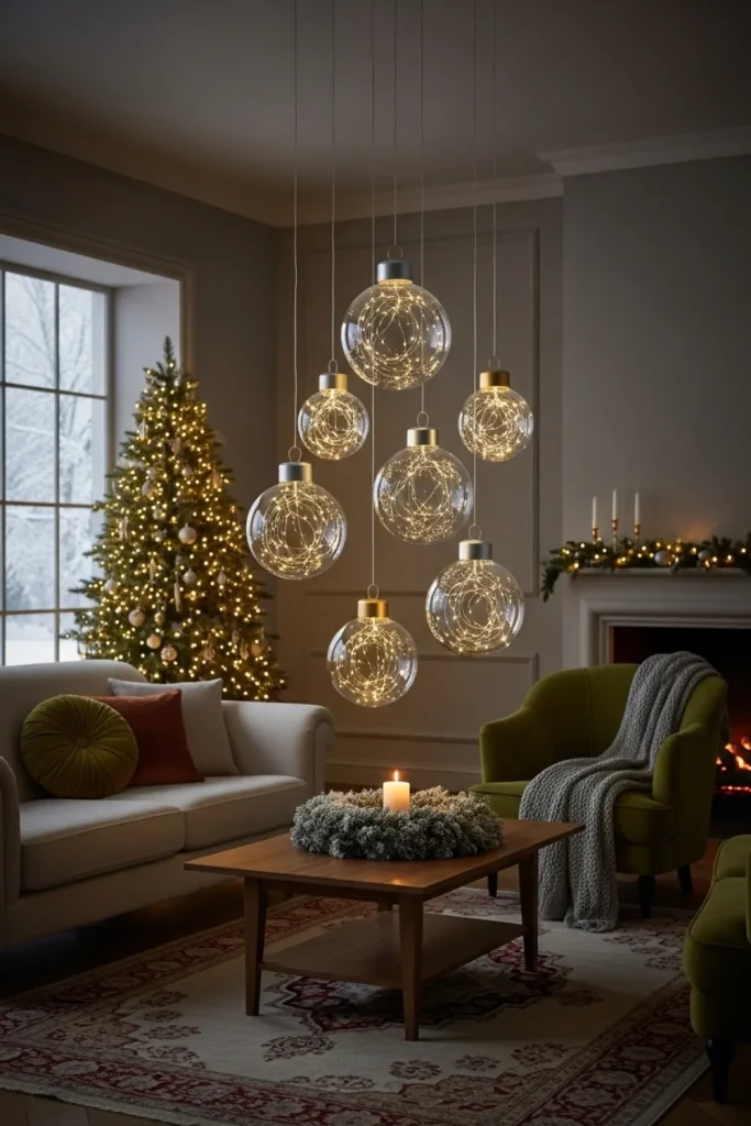 25 Christmas Lights Décor Ideas to Illuminate Your Holiday Modern Pendant Bulb Chandelier
