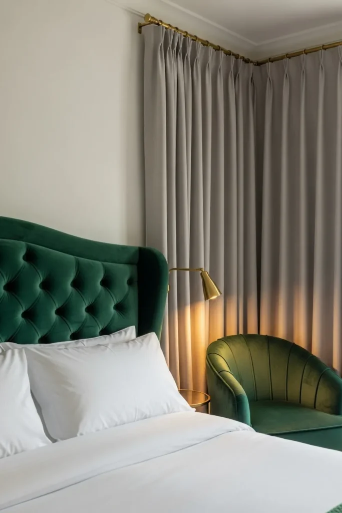 Velvet Upholstery in Bedroom Luxurious Velvet Accents
