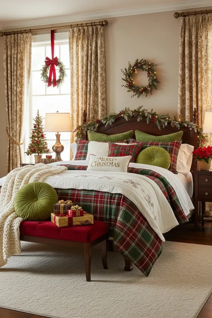 Rustic Plaid Bedding for Christmas Layered Plaid Bedding