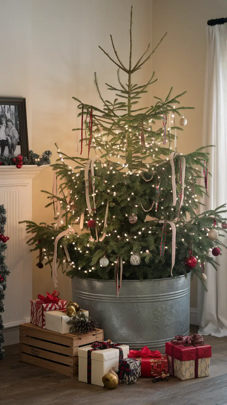 Vintage Christmas Tree with Velvet Ribbon