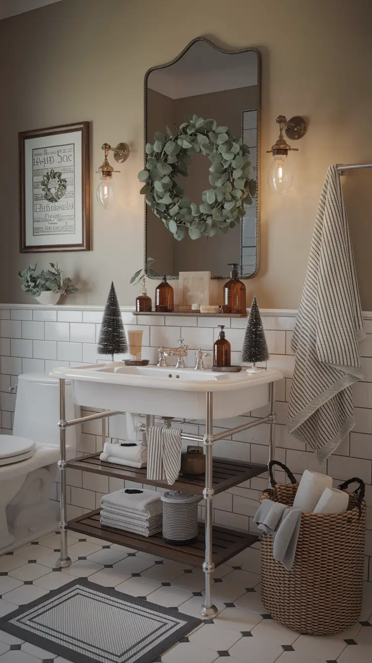 Vintage Bathroom Christmas Decor