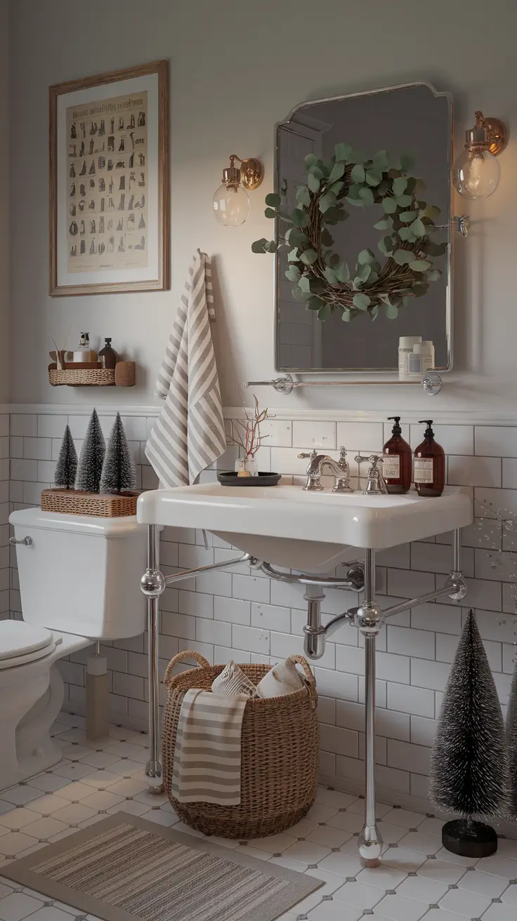 Cozy Vintage Bathroom Christmas Decor