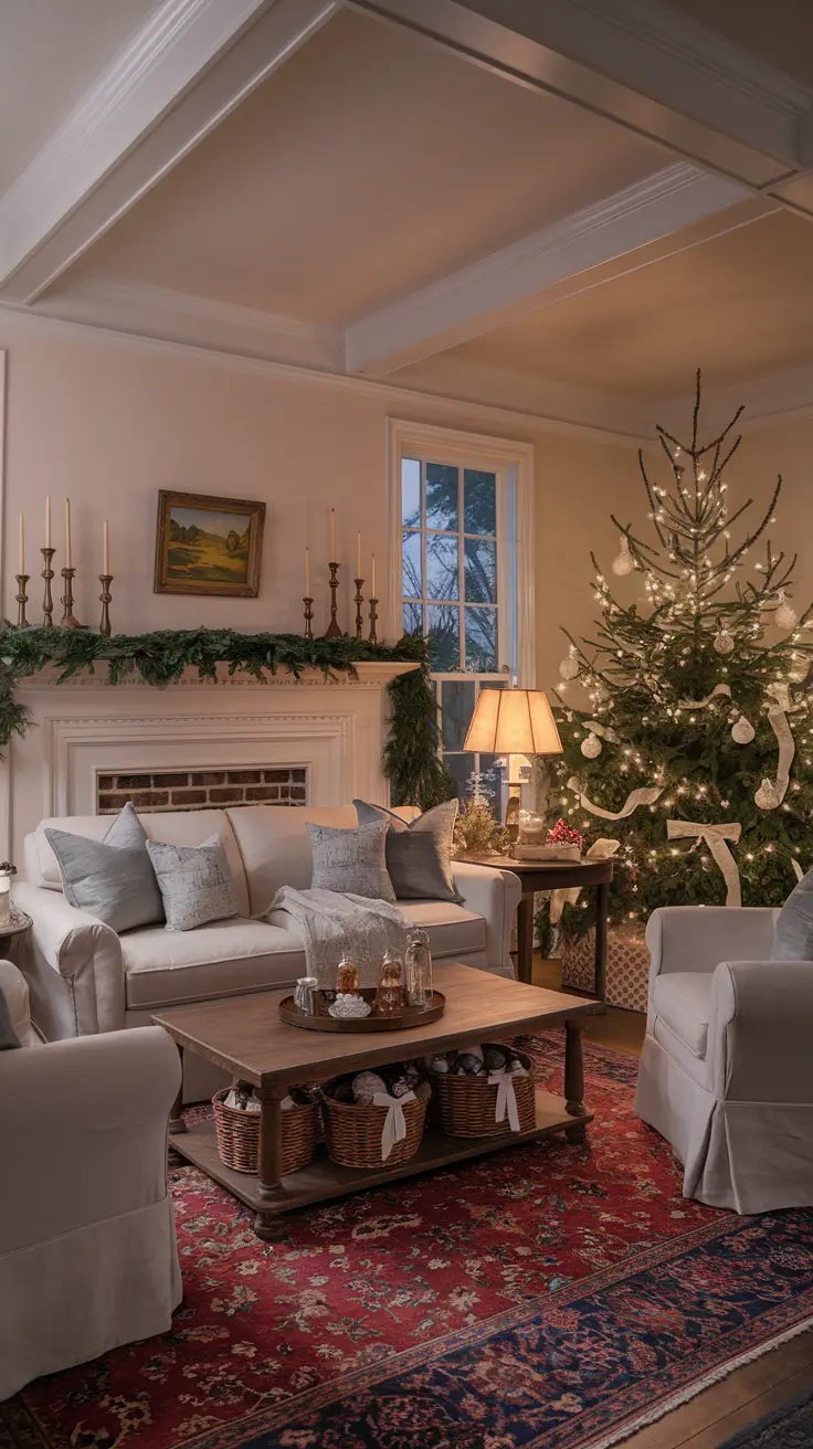 Warm Vintage Christmas Living Room
