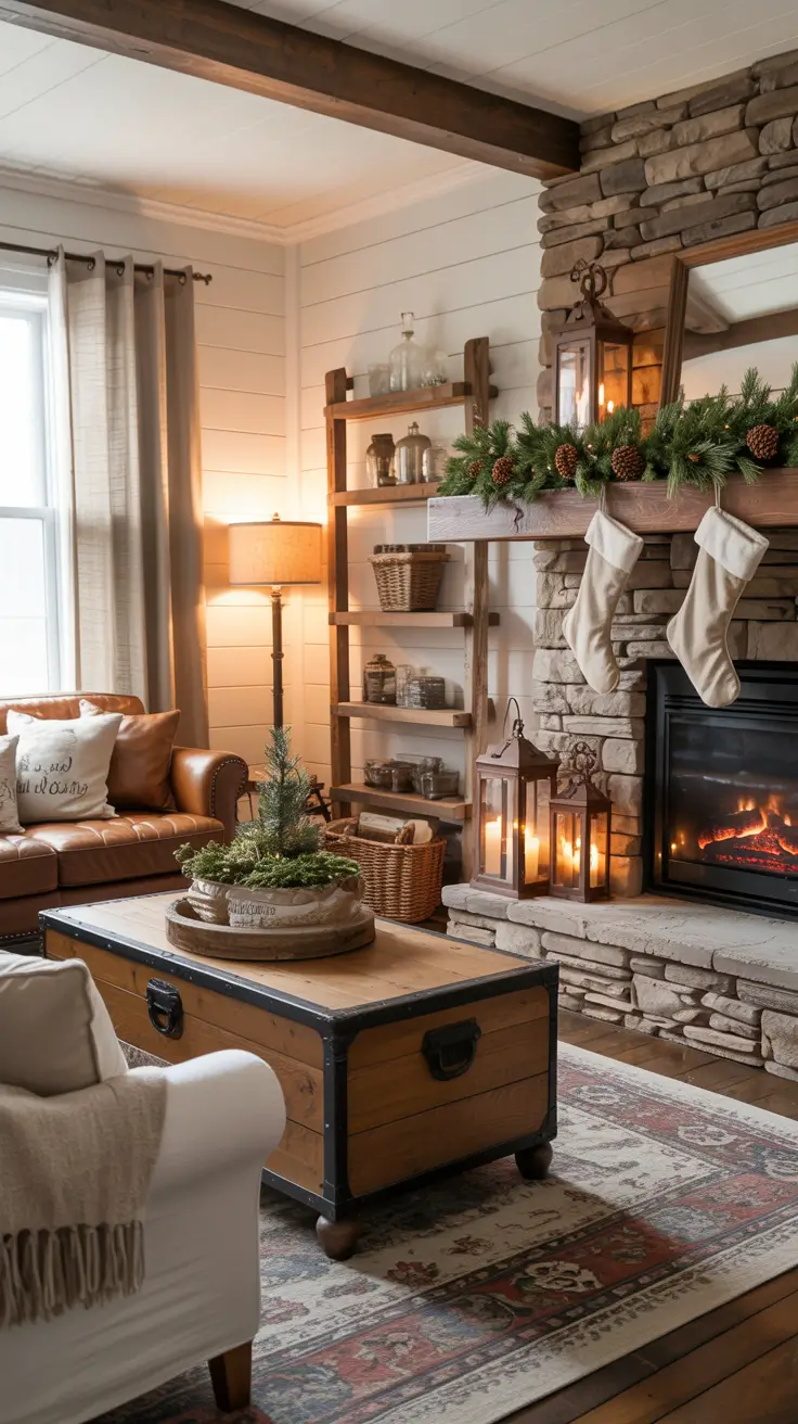 Rustic Christmas Mantle Decor