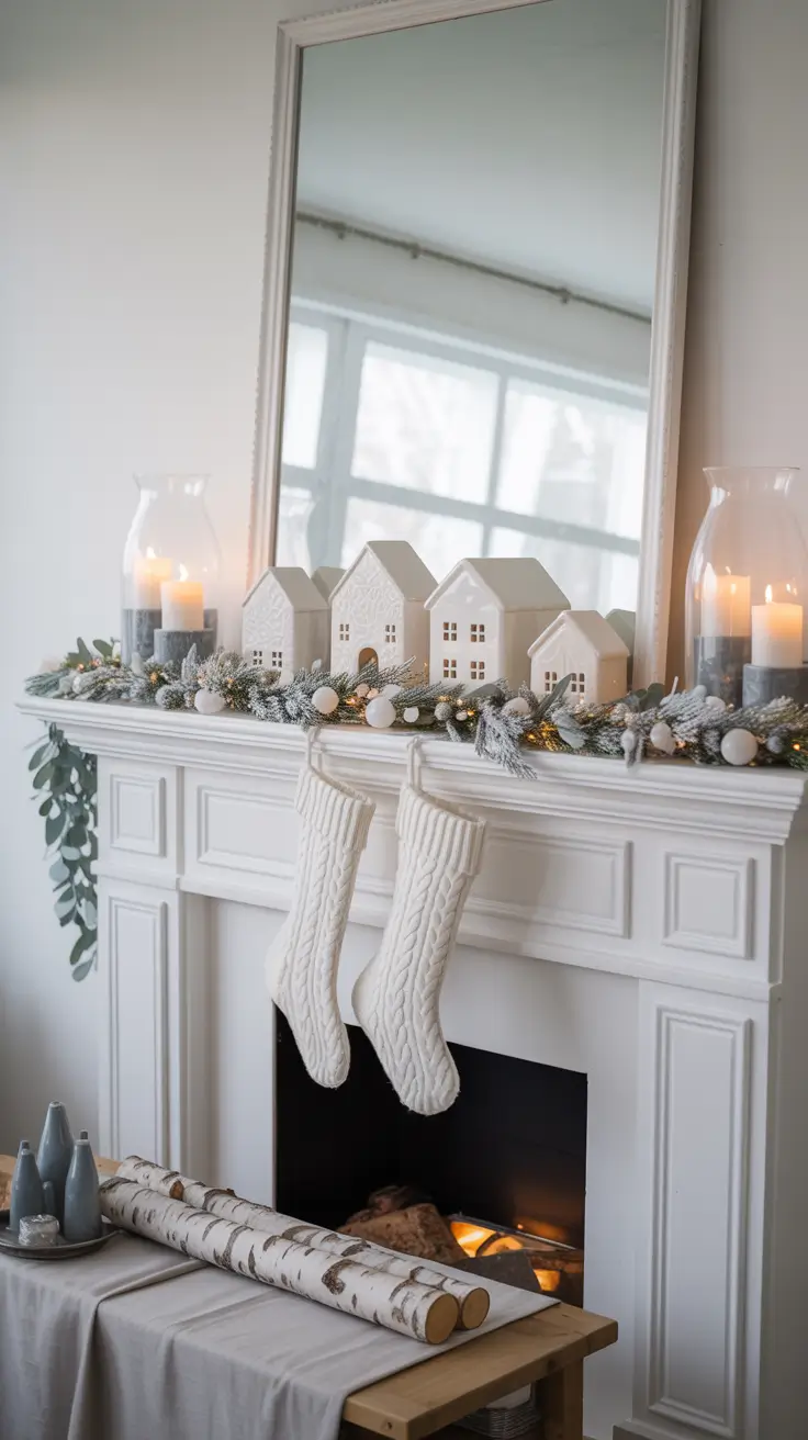 White Christmas Mantle Decor