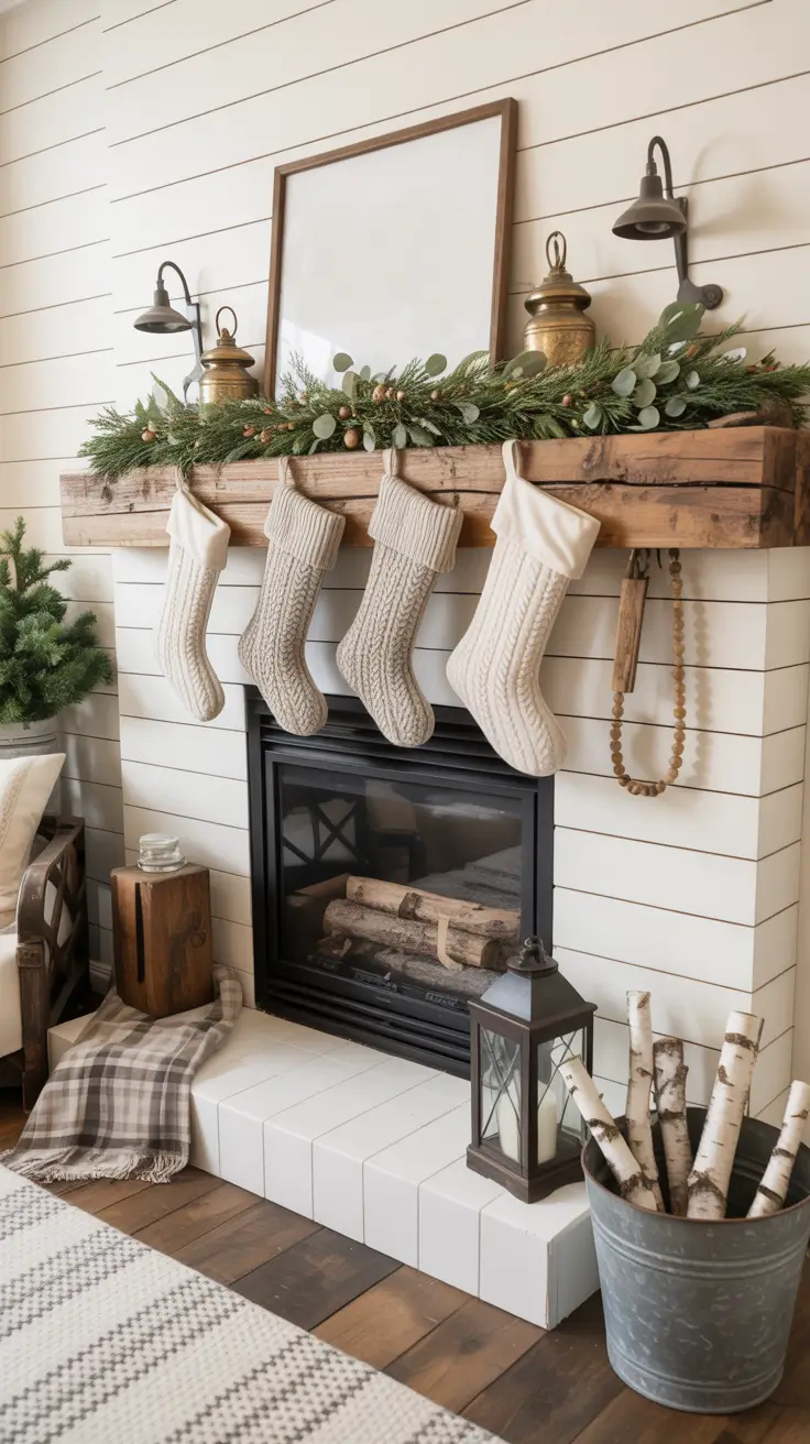 Farmhouse Christmas Mantle Decor