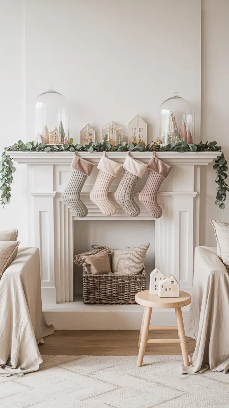 Pastel Christmas Mantle Decor