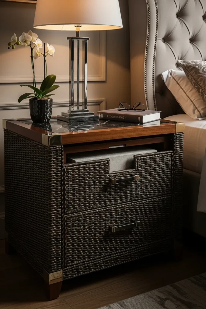 Basket Nightstand with Storage