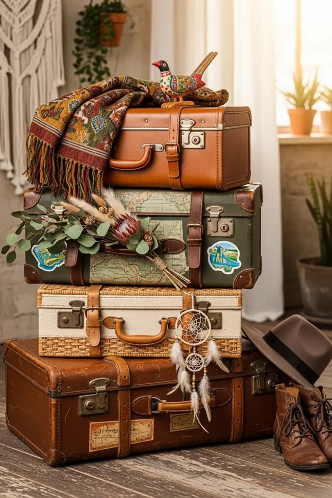 Vintage Suitcase Stack Nightstand
