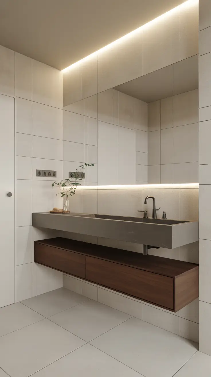 Modern Floating Vanity with Integrated Sink