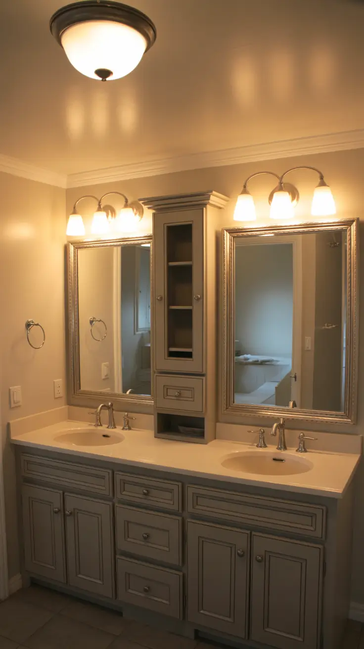 Double Vanity Lighting with Wall Sconces