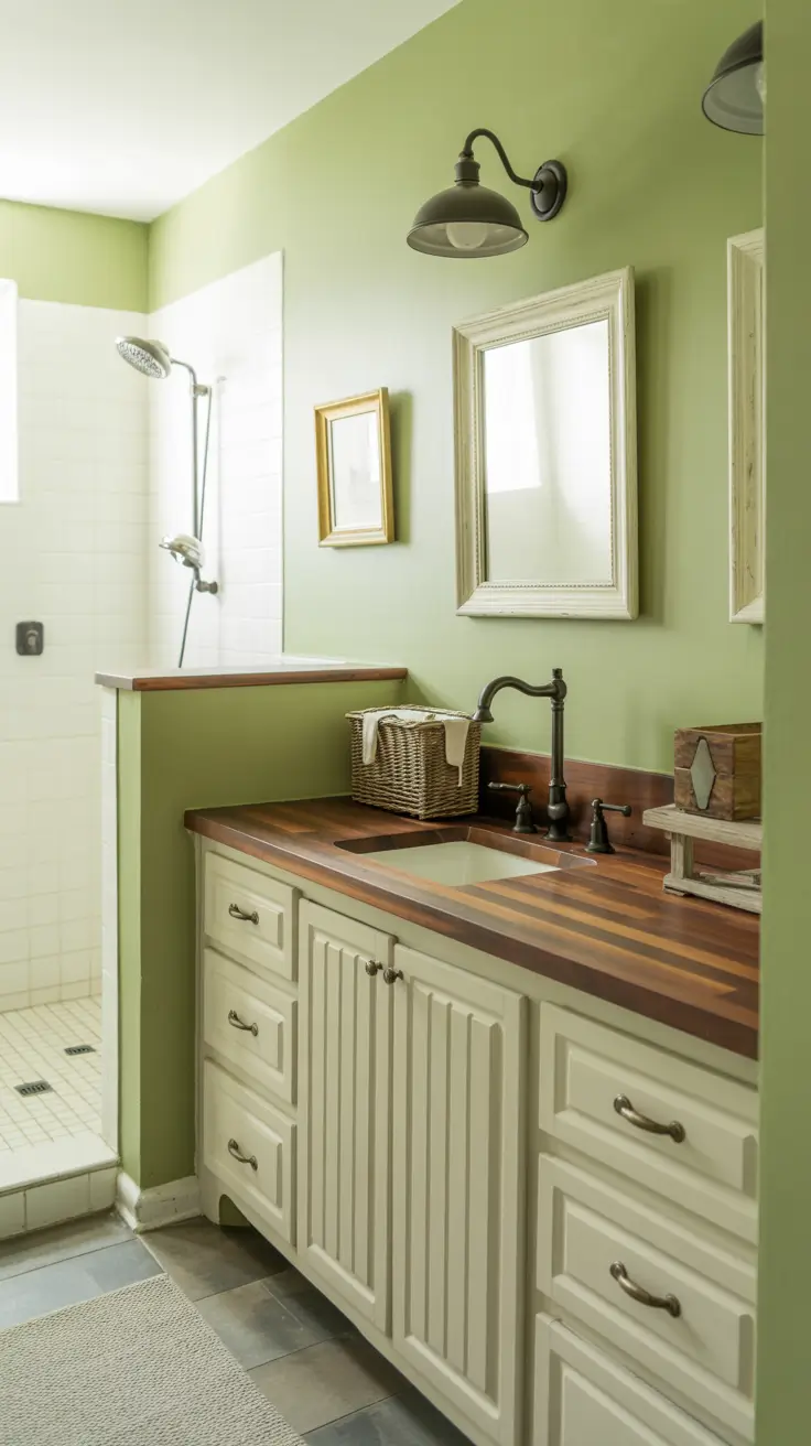 Butcher Block Countertop in Bathroom Vanity